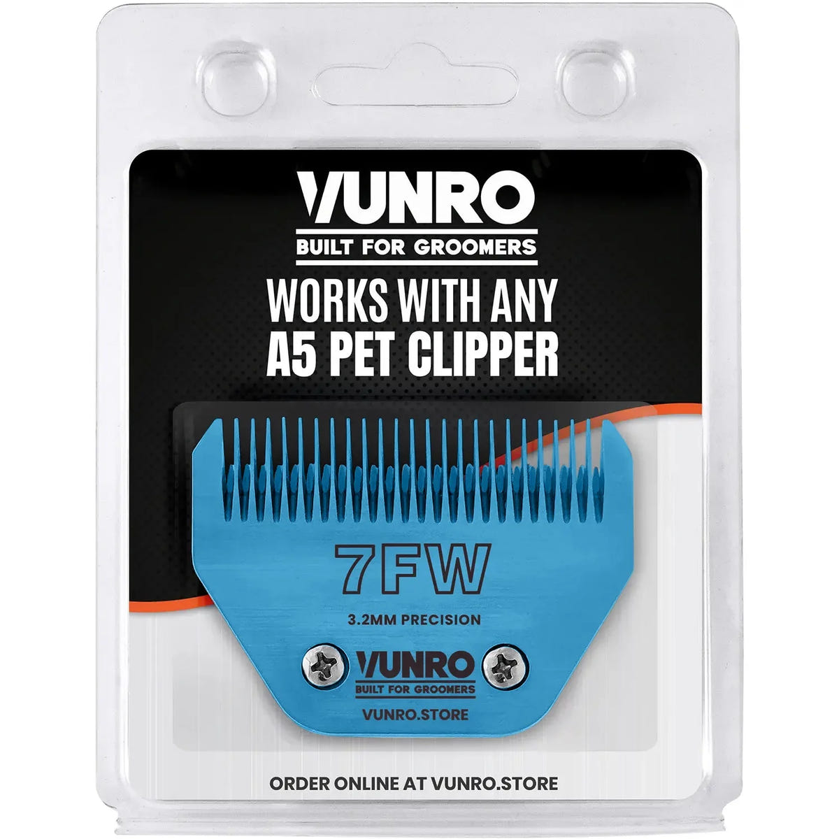 VUNRO 7FW Wide Blue Steel dog clipper blade retail pack